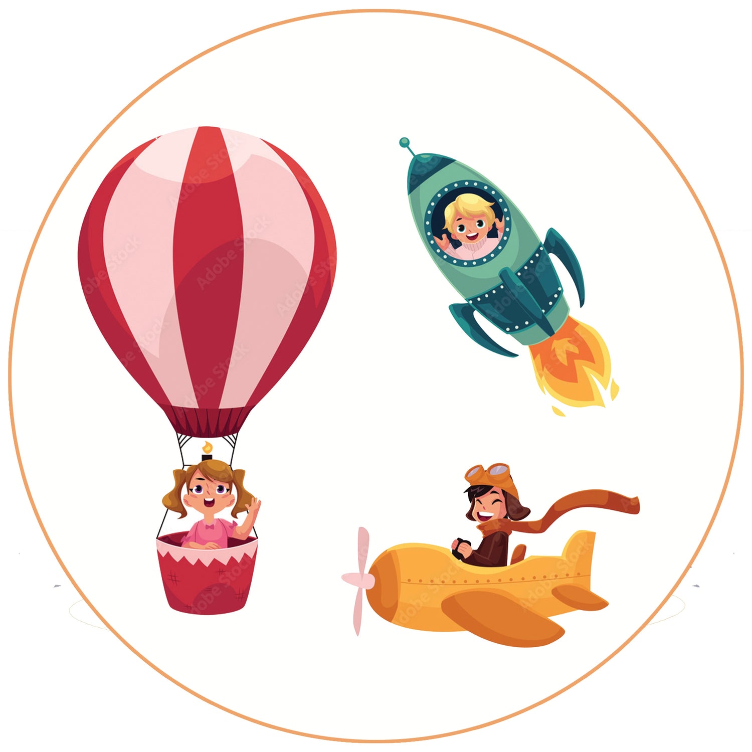 Aeroplane & Hot Air Balloon